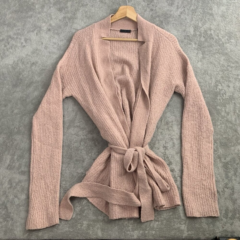 ATM Cardigan Womens Medium Blush Belted Long Sleeves Sweater Wool Cashmere Blend